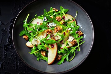 Peppery Arugula and Pear Salad with Lemon Vinaigrette Dressing