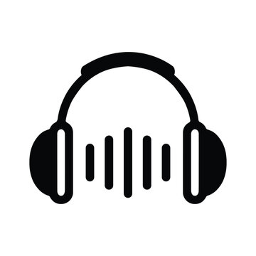 recommend clip art: Audio, headphone, headset icon. Black vector graphics.