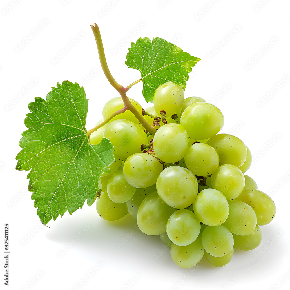 Wall mural Green grape isolated on white background