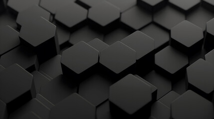 Abstract Black 3D Geometric Pattern with Shadows and Highlights