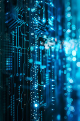 Obraz premium Abstract Technology Background with Blue Circuit Patterns