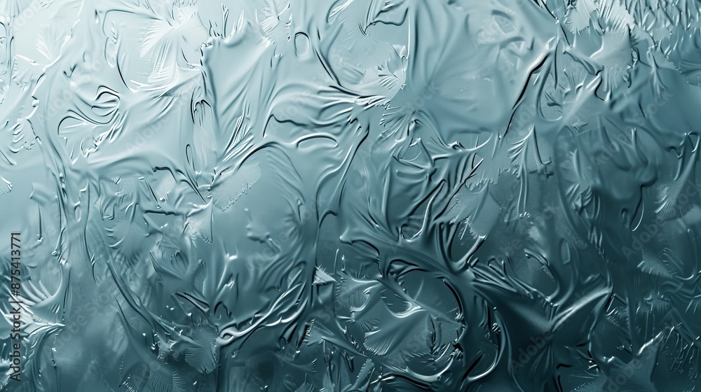 Poster this image captures smooth and elegant ice textures formed on glass during winter, revealing the sub