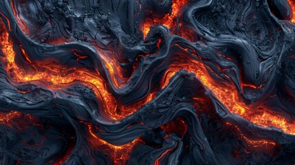 Vibrant streams of molten lava creating intricate fiery patterns, showcasing the dynamic and powerful forces of nature with vivid colors and intense heat.