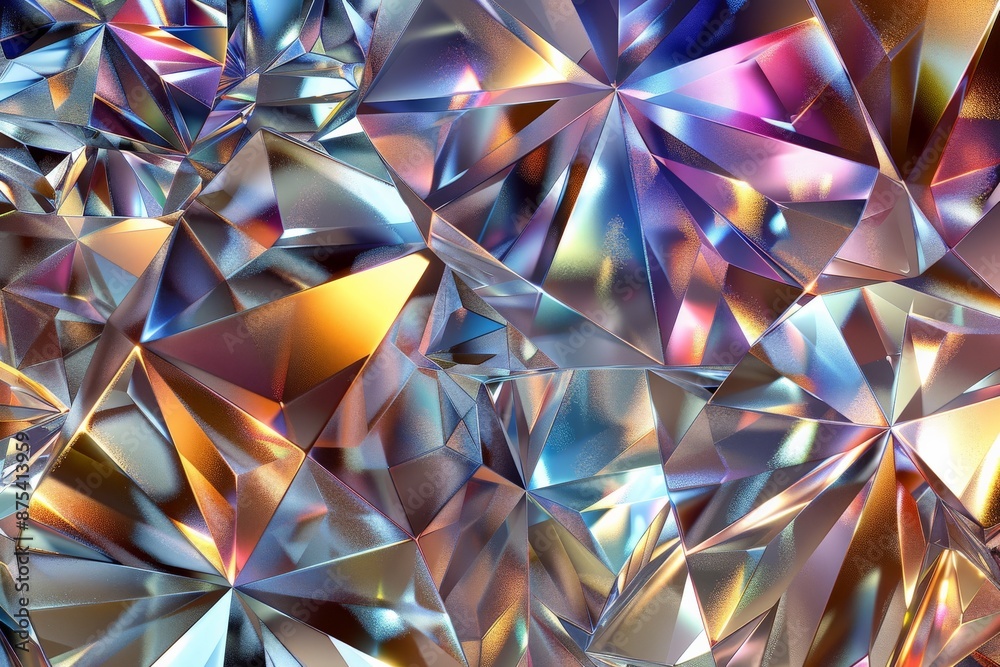 Poster this stunning visual presents an array of glowing faceted crystals emitting various light hues, resu
