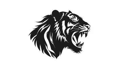 illustration of a black tiger on a white background