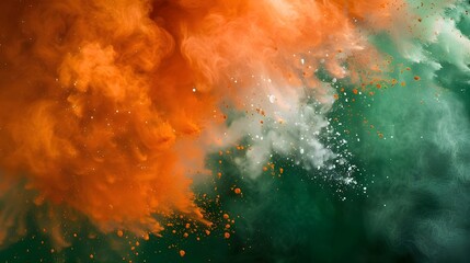 Abstract teal, orange, yellow, and black color gradient background noise texture effect.