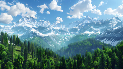 Breathtaking Mountain Landscape with Lush Forests