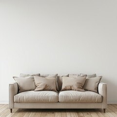 sofa in a room in front of the empty wall