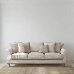 sofa in a room in front of the empty wall