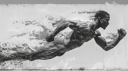 Fototapeta premium abstract illustration of a running flying man.