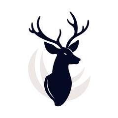 Hand drawn flying deer silhouette illustration isolated white background (12)