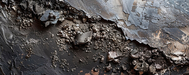 Abstract cosmetic background with scattered and blurred earth toned eyeshadows and metallic accents.