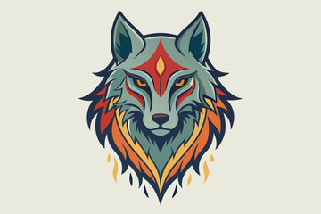 Mythical wolf tattoo style. vector style, t-shirt design. light strokes, paint dripping vector illustration 