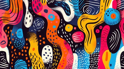 Obraz premium Vibrant Abstract Art with Colorful Shapes and Patterns in a Dynamic Modern Design