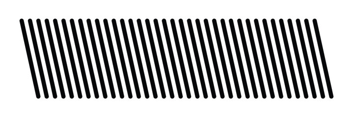 Slash line. Border with diagonal lines. Angle of tilt stripes. Black pattern of footer isolated on white background. Vector illustration in eps 10.