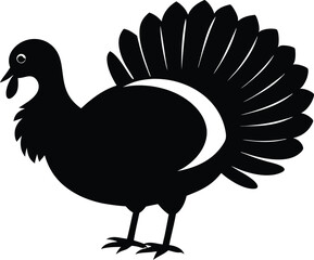 Turkey cock bird animal silhouette, wild turkey black silhouette vector art, thanksgiving turkey 
