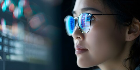 Developing an eCommerce App A Futuristic Tech Woman's Virtual Interface. Concept eCommerce App Development, Futuristic Tech, Virtual Interface, Women in Tech