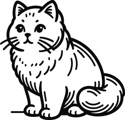 Simple Cute Cat Line Art Vector Illustrations