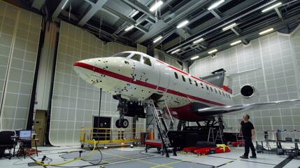 Engineers Conduct Drop Test on Aircraft Fuselage for Safety Assessment and Impact Resistance Evaluation