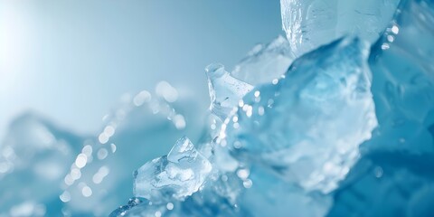 Obraz premium Double Exposure of Towering Blue Ice Wall in Close-up View with Copy Space. Concept Nature Photography, Creative Techniques, Copy Space Options