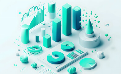 isometric vector illustration of bar graph circle .Created using generative AI
