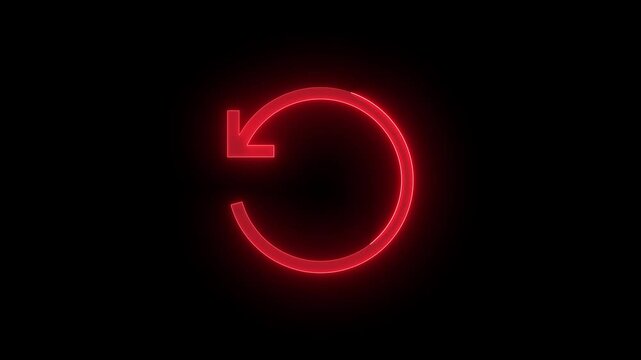 Update restore circle arrow icon glowing neon red color animation