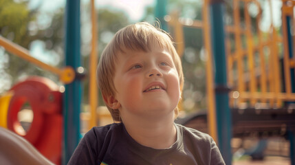 Young child with down syndrome enjoying summer