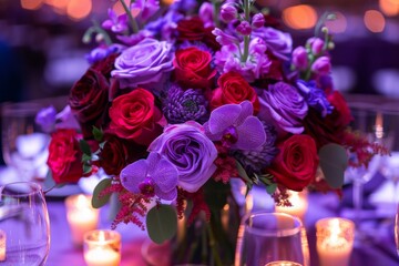 Fototapeta premium Stunning Floral Centerpiece at Elegant Dinner Event