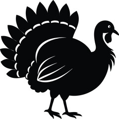 Turkey cock bird animal silhouette, wild turkey black silhouette vector art, thanksgiving turkey 
