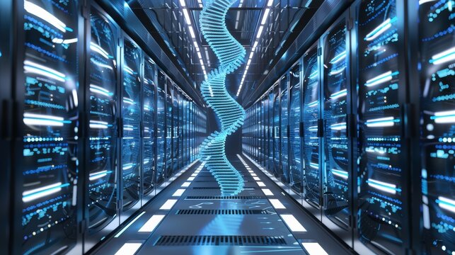 Futuristic DNA Data Center with High-Tech DNA Strands in Integrated Storage Devices for Advanced Technology