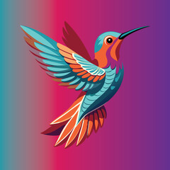 Obraz premium Humming bird or Colibri isolated vector illustration icon symbol sign design of flying birds with spread flittering wings Trendy vector print suitable for tee, tshirt, hooddie, mug etc