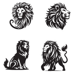 lion set  silhouette png,lion silhouette clipart ,lion set silhouette vector ,lion set silhouette outline ,lion set silhouette 