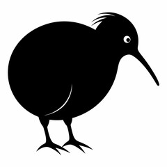 Kiwi vector illustration, bird  isolated on white, Kiwi silhouette, Kiwi vector art