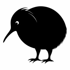 Kiwi vector illustration, bird  isolated on white, Kiwi silhouette, Kiwi vector art