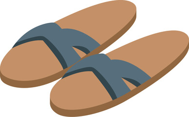 Comfortable leather summer slippers isolated on a white background, summer footwear for men and women