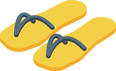 Yellow flip flops are standing on a white background, waiting to be worn