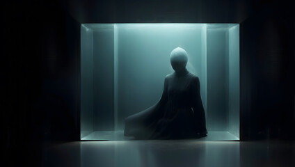 Obraz premium Birth of the AI Antichrist: Demonic Emergence in a Glass Cyber Cage, AI