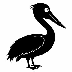 Pelican vector illustration, bird  isolated on white, Parrot silhouette, Parrot vector art