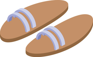 Comfortable pair of slippers standing on invisible floor, side view