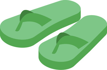 Pair of green flip flops representing the concept of summer vacation