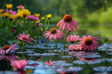 Flowers on the lake