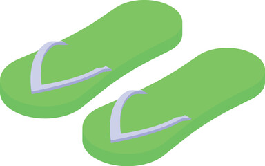 Pair of green flip flops is laying on a surface, waiting to be worn at the beach