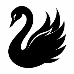 Obraz premium Swan vector illustration, bird isolated on white, Swan silhouette, Swan vector art