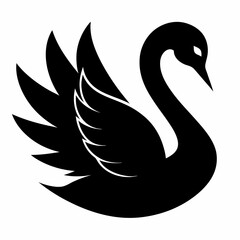 Swan vector illustration, bird  isolated on white, Swan silhouette, Swan  vector art