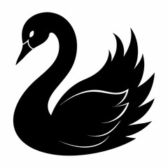 Fototapeta premium Swan vector illustration, bird isolated on white, Swan silhouette, Swan vector art