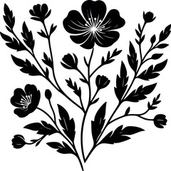 decorative Floral design Silhouette Motif Pattern, Flower design elements silhouette pattern black and white
