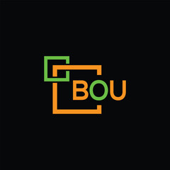 BOU letter logo design with black background in illustrator
