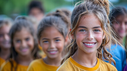 Obraz premium Teacher-Student Bonding heartwarming scene where teachers and students are engaged in a bonding activity outside the traditional classroom setting