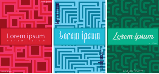 Modern A4 size book cover. Abstract labyrinth, maze, geometric design.