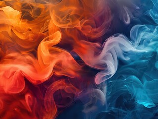 Abstract image of swirling smoke in various shades of blue and purple.